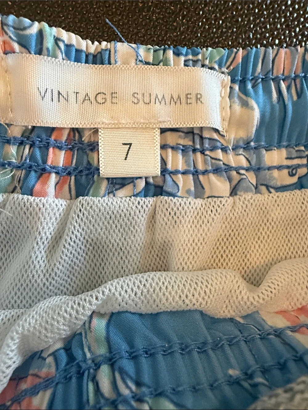 Vintage Summer 2 pack Kids Blue Tropical Floral Swim Trunks size 7